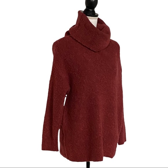 Catherine Malandrino Wool Alpaca Blend Turtleneck Sweater Small in Burgundy NEW - Picture 3 of 7